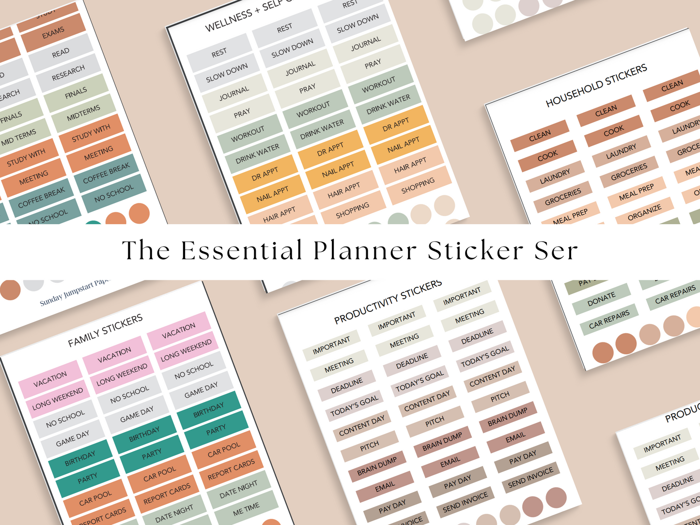 Mockup of Sunday Jumpstart Paper Co Essential Sticker Sheet Set